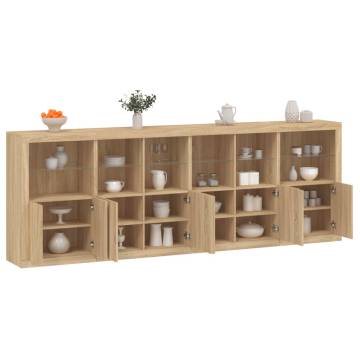 Modern Sideboard with LED Lights - Sonoma Oak 283x37x100 cm