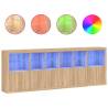 Modern Sideboard with LED Lights - Sonoma Oak 283x37x100 cm