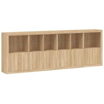 Modern Sideboard with LED Lights - Sonoma Oak 283x37x100 cm