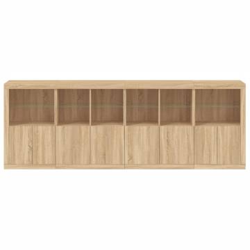 Modern Sideboard with LED Lights - Sonoma Oak 283x37x100 cm