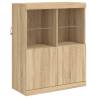 Modern Sideboard with LED Lights - Sonoma Oak 283x37x100 cm