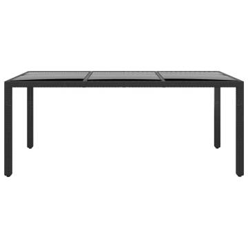 Garden Table 190x90 cm - Tempered Glass & Poly Rattan Black