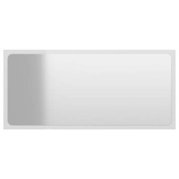 High Gloss White Bathroom Mirror - 80x1.5x37 cm