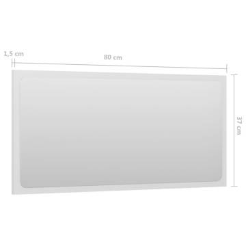 High Gloss White Bathroom Mirror - 80x1.5x37 cm