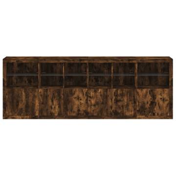 Modern Sideboard with LED Lights - Smoked Oak | HipoMarket