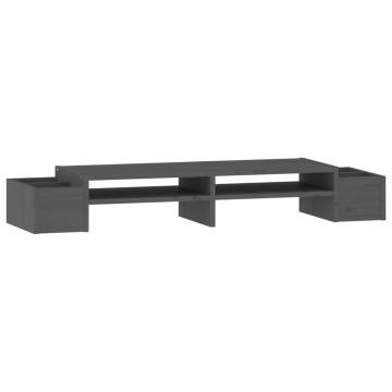 Monitor Stand Grey 100x27.5cm - Solid Wood Pine | HipoMarket