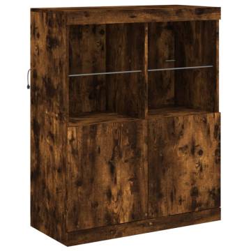 Modern Sideboard with LED Lights - Smoked Oak | HipoMarket