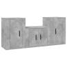 3 Piece Concrete Grey TV Cabinet Set - Stylish & Practical