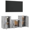 3 Piece Concrete Grey TV Cabinet Set - Stylish & Practical