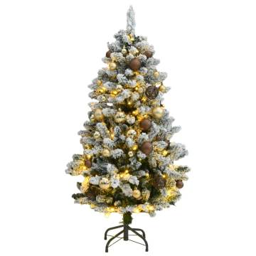 Artificial Hinged Christmas Tree with 150 LEDs & Ball Set - 120 cm