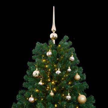 210 cm Artificial Hinged Christmas Tree with 300 LEDs & Balls