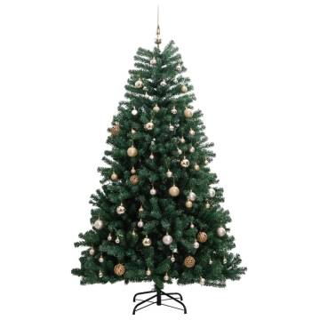 210 cm Artificial Hinged Christmas Tree with 300 LEDs & Balls