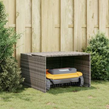 Robot Mower Garage - Grey Poly Rattan - Durable & Weatherproof