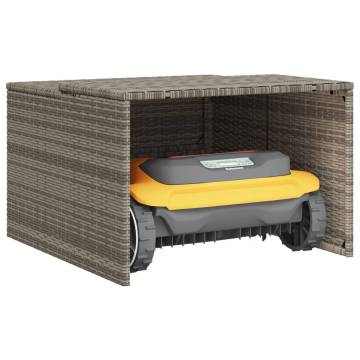 Robot Mower Garage - Grey Poly Rattan - Durable & Weatherproof