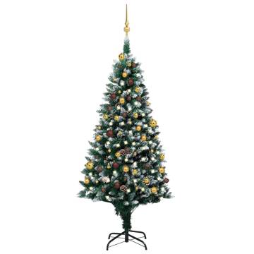 Pre-lit Artificial Christmas Tree with Balls & Pinecones - 180 cm