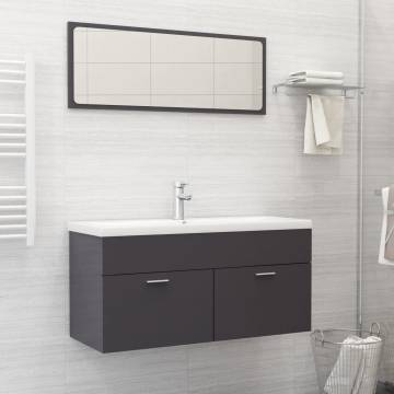 Stylish High Gloss Grey Bathroom Furniture Set | Hipomarket