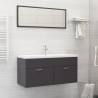 Bathroom Furniture Set High Gloss Grey Engineered Wood Colour high gloss grey Size 100 x 38.5 x 46 cm Number of 1 Number of Pieces 