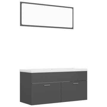 Stylish High Gloss Grey Bathroom Furniture Set | Hipomarket