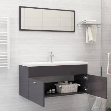 Stylish High Gloss Grey Bathroom Furniture Set | Hipomarket