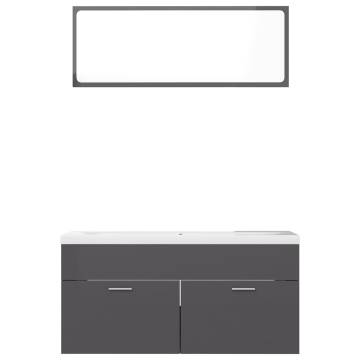 Stylish High Gloss Grey Bathroom Furniture Set | Hipomarket