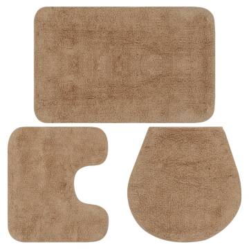 Luxurious Bathroom Mat Set - 3 Piece Fabric Beige