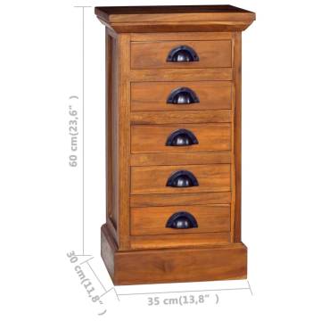 5-Drawer Cabinet - Solid Teak Wood 35x30x60 cm | HipoMarket