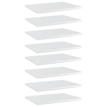 8 High Gloss White Bookshelf Boards - Quality Engineered Wood