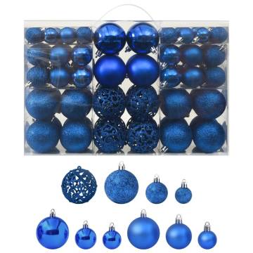 100 Piece Blue Christmas Ball Set - Decorate Your Tree