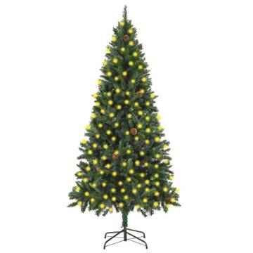 Lifelike 210 cm Pre-lit Christmas Tree with Pine Cones - HipoMarket