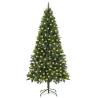 Artificial Pre-lit Christmas Tree with Pine Cones Green 210 cm Colour green Size 210 x 119 cm Quantity in Package 1 Number of Branch Tips 