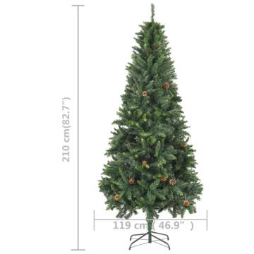 Lifelike 210 cm Pre-lit Christmas Tree with Pine Cones - HipoMarket