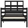 Black Single Bed Frame with Headboard - Solid Pine Wood