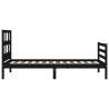 Black Single Bed Frame with Headboard - Solid Pine Wood