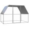 Outdoor Chicken Cage 3x2x2 m Galvanised Steel Colour silver and silver grey Size 3 x 2 x 2 m Model with fully-covered roof 