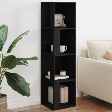 Stylish Black Corner Cabinet | 33x33x132 cm Engineered Wood