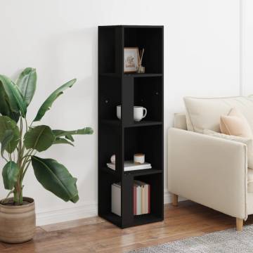 Stylish Black Corner Cabinet | 33x33x132 cm Engineered Wood