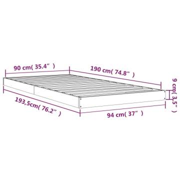 Grey Bed Frame 90x190 cm - Solid Pine Wood - Hipomarket UK