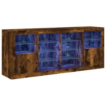 Modern Sideboard with LED Lights - Smoked Oak | HipoMarket