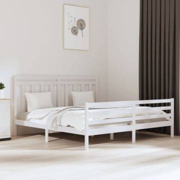 White Solid Wood Bed Frame 180x200 cm Super King Size | HiPoMarket