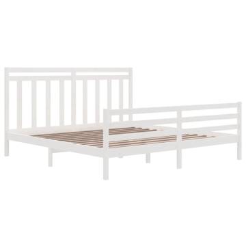 White Solid Wood Bed Frame 180x200 cm Super King Size | HiPoMarket