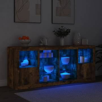 Modern Sideboard with LED Lights - Smoked Oak | HipoMarket