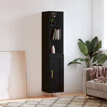 Stylish Highboard Black 34.5x34x180 cm - Hipomarket