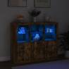 Modern Smoked Oak Sideboards with LED Lights - 3 Pcs Set