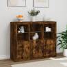 Modern Smoked Oak Sideboards with LED Lights - 3 Pcs Set