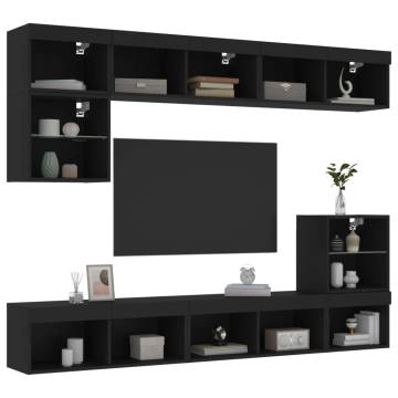 8 Piece LED Black TV Wall Units | Modern & Stylish Design