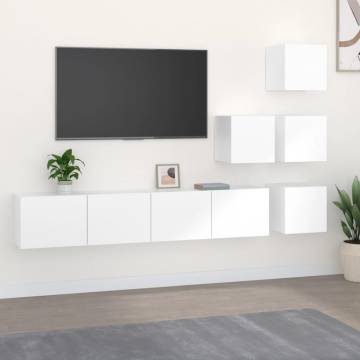 Stylish Wall-Mounted TV Cabinet in White - Durable & Spacious