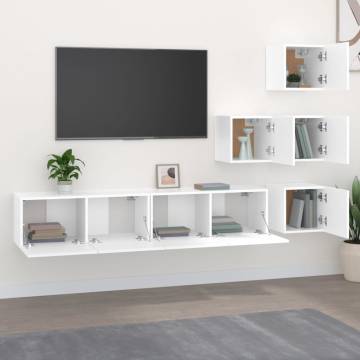 Stylish Wall-Mounted TV Cabinet in White - Durable & Spacious