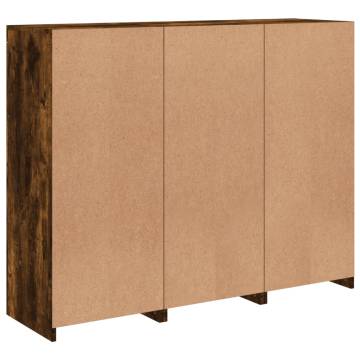 Modern Smoked Oak Sideboards with LED Lights - 3 Pcs Set