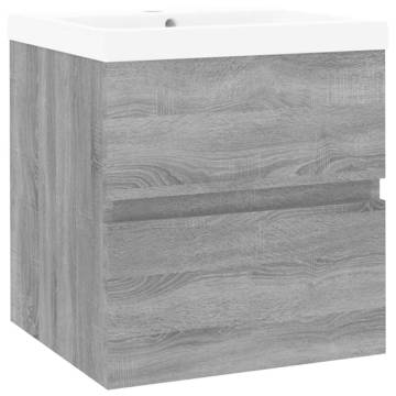 Stylish Sink Cabinet with Built-in Basin - Grey Sonoma