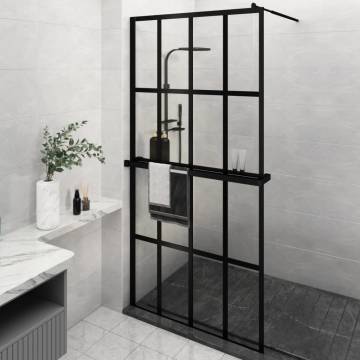 Walk-in Shower Wall with Shelf Black 118x190 cm | Hipo Market